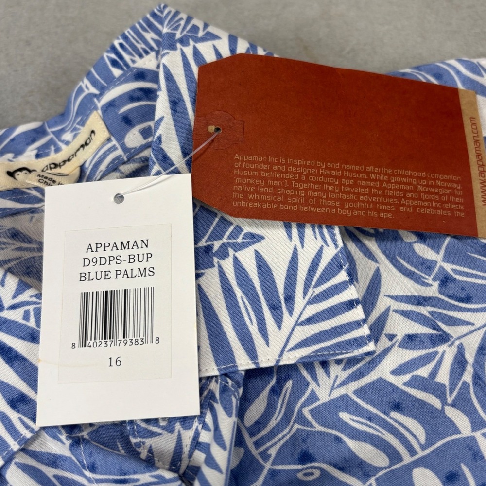 NWT Appaman Boys short sleeve‎ button up size 16 Blue Palms - Picture 7 of 8